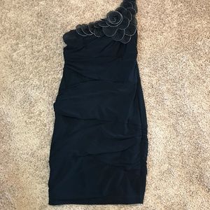Navy One-Shoulder Dress